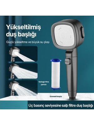 Özgürce 3 Modlu Filtreli Duş Başlığı, Güçlü ve Temiz Su Akışı
