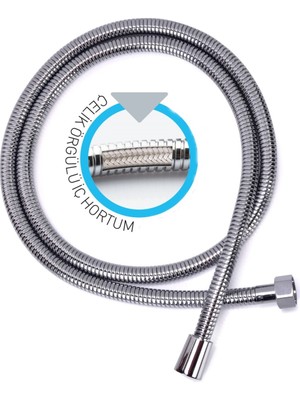 Özgürce Nirvana Çelik Örgülü Spiral Banyo Duş Hortumu 175CM