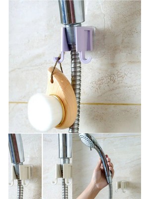 Özgürce Kendinden Yapışkanlı Çift Askılı Banyo Duş Başlığı Tutucu ve Organizer