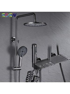 Özgürce Piano Tasarım Komple Duş Seti, Batarya Dahil, Tepe Yağmurlama Robotu