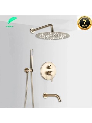 Özgürce Şık Altın Kaplama Ankastre Banyo Duş Seti, 3 Yollu, 7 Yıl Garantili
