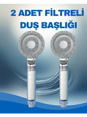 Özgürce 2'li Filtreli Duş Başlığı, Su Arıtmalı, Klor ve Kireç Önleyici, Yüksek Basınç