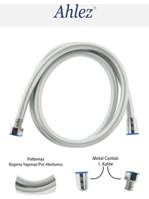 Özgürce Gri Pvc Banyo Duş Hortumu Spirali 150 Cm, Yüksek Kalite, Dayanıklı, Esnek