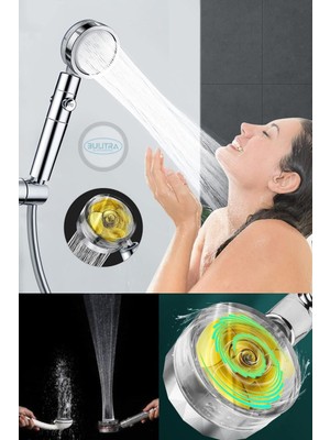 Özgürce Turbo Basınçlı Ayarlanabilir Duş Başlığı 360 Döner, Su Tasarruflu ve Kolay Kullanım