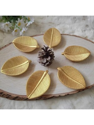 Metsare 6 Adet Yaprak Tasarımlı Elit Kahve Yanı Sunumluk Seti - Drajelik, Lokumluk, Şekerlik, Modern Sunumluk, Küpe, Takı Tabağı, Dekoratif Masa Üstü Obje ve Ev Aksesuarı