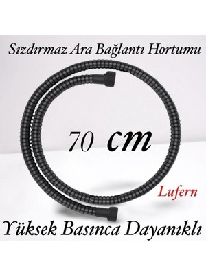 Özgürce 70 cm Siyah Spiral Robot Bağlantılı Dayanıklı Kısa Duş Hortumu