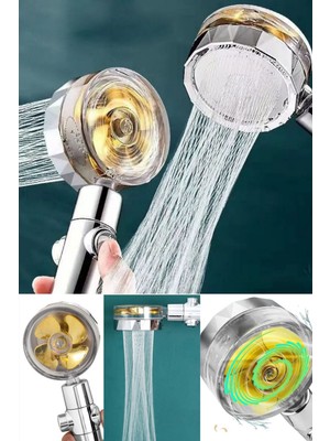 Özgürce Turbo Gold Pervaneli Su Masajlı Ayarlanabilir 360° Dönebilen Duş Başlığı