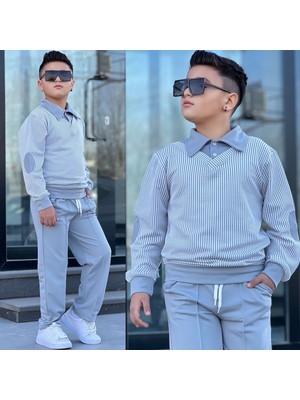 Burçak Butik Bayramlık Mevsimlik Gömlek Yaka Sweat-Pantolon Full Likralı Alt Üst Şık Takım- Garson Boy