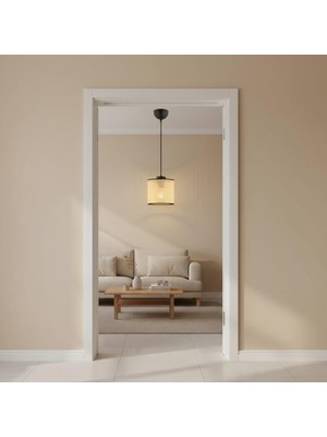 Elizim Home Lighting Antre 15'lik Hasır Görünümlü Abajur Sarkıt Avize