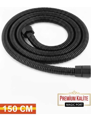 Özgürce 1,5 M Spiral Hortum Kenetli Örgülü Paslanmaz Uzun Duş Hortumu