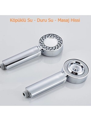 Özgürce Çift Taraflı 3 Fonksiyonlu Köpüklü Su Duş Başlığı, Konfor ve Şıklık