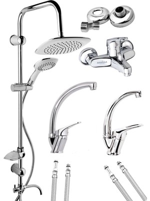 Özgürce Prizmatik 4'lü Set: Banyo, Mutfak ve Lavabo Bataryası ile Robot Duş