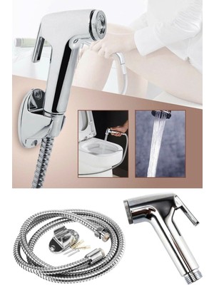 Özgürce Krom Renk Taharet Takımı ve Spiral Mafsal Seti, Wc Hortummatik