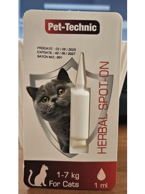 Delixa Pet-Technıc Kediler Için Doğal 1 ml | 1-7 kg Kediler Için Deri ve Tüy Bakımı | Palmorasa Yağı