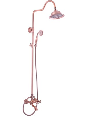 Özgürce Mat Bakır Duş Seti, Yağmurlamalı Vintage Tasarım, Batarya Dahil