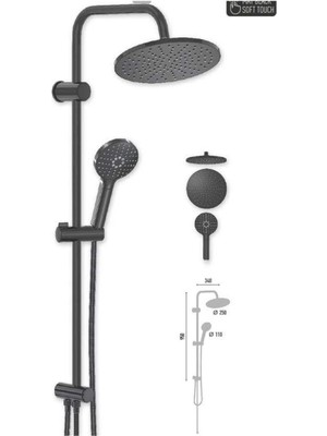 Özgürce Modern Siyah Duş Seti, Şık ve Dayanıklı Tasarım, Kolay Kurulum