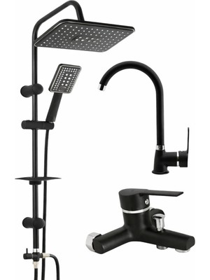 Özgürce Siyah Robot Tepe Yağmurlama Delta Banyo ve Mutfak Bataryası Seti