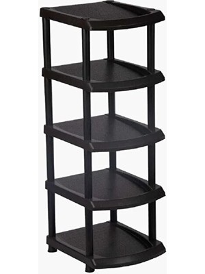 Naturawin 5 Katlı Dar Ayakkabılık Plastik-Siyah