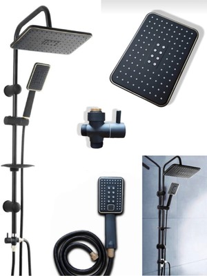 Özgürce Siyah Robot Yağmurlama Tepe Duş Seti, Şık ve Fonksiyonel Tasarım