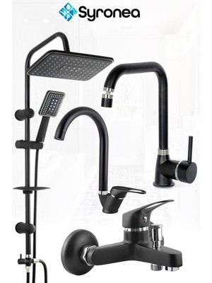 Özgürce Robot Yağmurlama Siyah Tepe Duş Seti, Banyo ve Mutfak Lavabo Musluğu