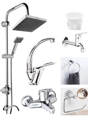 Özgürce Sıcak ve Soğuk Çift Girişli Banyo Duş ve Wc Musluk Seti