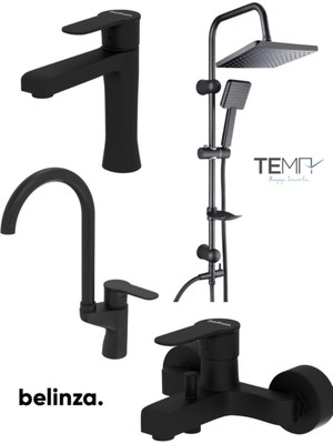 Özgürce 3’lü Batarya ve Siyah Robot Duş Seti, Modern ve Şık Tasarım