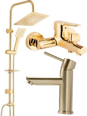 Özgürce Kare Gold Robot Duş Sistemi ve Batarya Seti, Banyo ve Lavabo Için