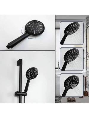 Özgürce 3 Fonksiyonlu Yüksek Basınçlı Siyah Duş Başlığı, Konfor ve Şıklık