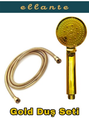 Özgürce Altın Renkli Paslanmaz Çelik Duş Başlığı ve 150CM Uzunlukta Hortum Seti