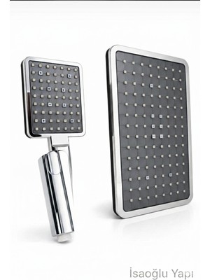 Özgürce Geniş Hacimli Dikdörtgen Duş Başlığı ve El Duşu Ikili Seti