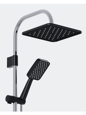 Özgürce Krom Siyah Duş Seti, Yağmurlama Sistemi, Paslanmaz, 2 Yıl Garantili