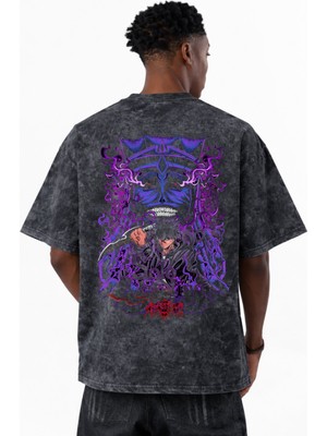 Sevbano Solo Leveling Sung Jin Woo Arise Anime Anime Baskılı Unisex Oversize Vintage Yıkamalı Tişört