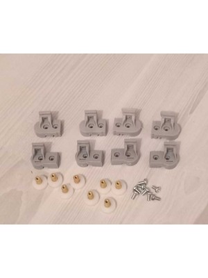 Özgürce Gri Duşakabin Teker ve Plastiği 8'li Takım (2 Sabit, 2 Çalışır Kanat)