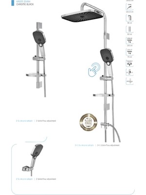 Özgürce Ekstra Büyük Kare Duş Başlığı ve Batarya Dahil Set, Modern Banyo Tasarımı