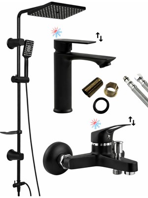 Özgürce 3'lü Full Lüx Set, Sabit Banyo Lavabo ve Duş Bataryası, Şık Tasarım