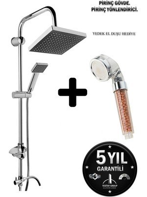 Özgürce Lüx Siyah Kare Yağmurlama Duş Başlığı Seti, Boncuklu Tasarım