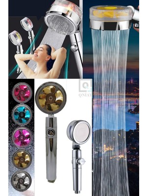 Özgürce Turbo Sarı Pervaneli 360° Döner Duş Başlığı, Start Stop Fonksiyonlu