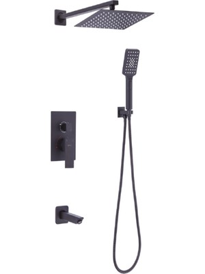 Özgürce Modern Ankastre Banyo ve Duş Sistemi, Siyah Kare Tasarım