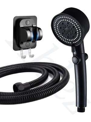Özgürce Çift Fonksiyonlu Siyah Duş Başlığı ve Hortum Seti, Pratik ve Şık Tasarım