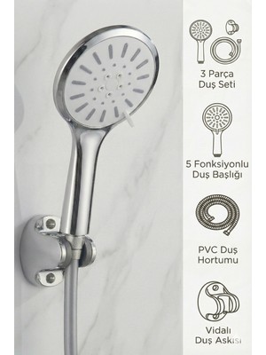 Özgürce Pratik Duş Başlığı ve Hortum Seti, Kolay Montaj, Konforlu Kullanım