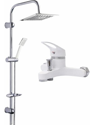 Özgürce Beyaz Mix Lavabo, Banyo ve Mutfak Bataryası, Yağmurlama Tepe Duş Seti