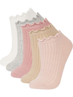 DeFacto Kadın Fırfırlı 5li Pamuklu Patik ÇORAP E2163AXNS