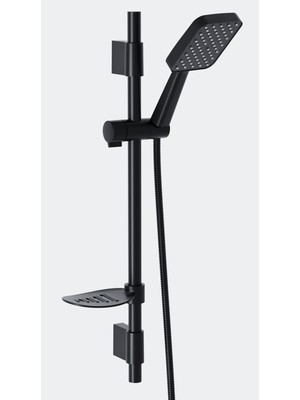 Özgürce Sürgülü Siyah Duş Seti, Ayarlanabilir Çelik Hortum, Dayanıklı ve Şık