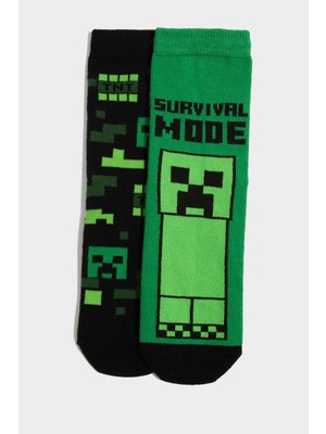 DeFacto Minecraft Baskılı 2'li Pamuklu Erkek Çocuk H0030A8NS