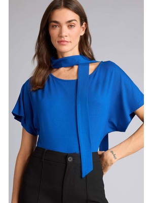DeFacto Slim Fit Kayık Yaka Şal Detaylı Tişört H4063AX26SP