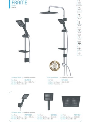 Özgürce Krom Siyah Tepe Yağmurlama Duş Seti, Şık ve Modern Tasarım