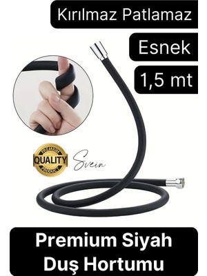 Özgürce Esnek 1,5m 360° Dönebilen Silikon Duş Hortumu, Kolay Kullanım