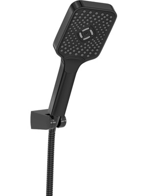 Özgürce Siyah El Duşu 3'lü Set, Hortum, Mafsal ve Ekstra Aksesuarlar ile