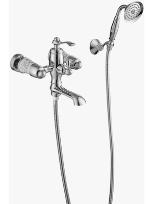 Özgürce Krom Vintage Tarz Duş Seti, Premium Pirinç Batarya ile Konforlu Kullanım