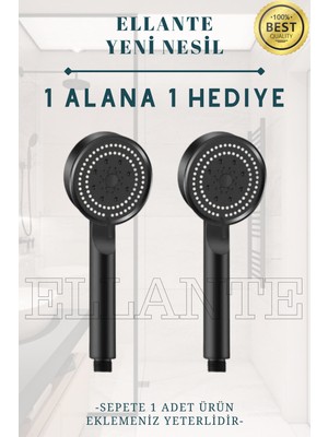 Özgürce Yüksek Basınçlı Ayarlanabilir Siyah Duş Başlığı Seti + Hediye